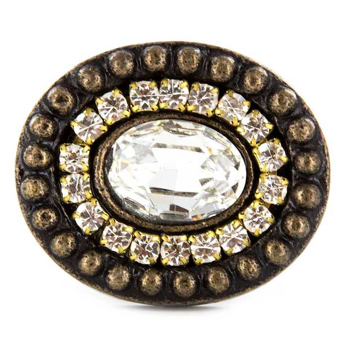 Antique Bronze Oval Knob with Beaded Edge & Jewel Hobby Lobby 345728